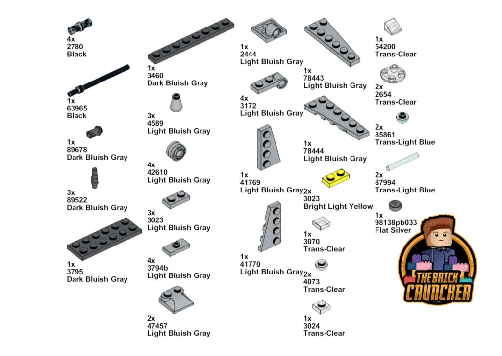 LEGO set 912405 parts list inventory Mandalorian N-1 Starfighter